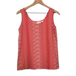 Chico's Red & White Zig Zag Nylon Tank Blouse Size 2 - Large
